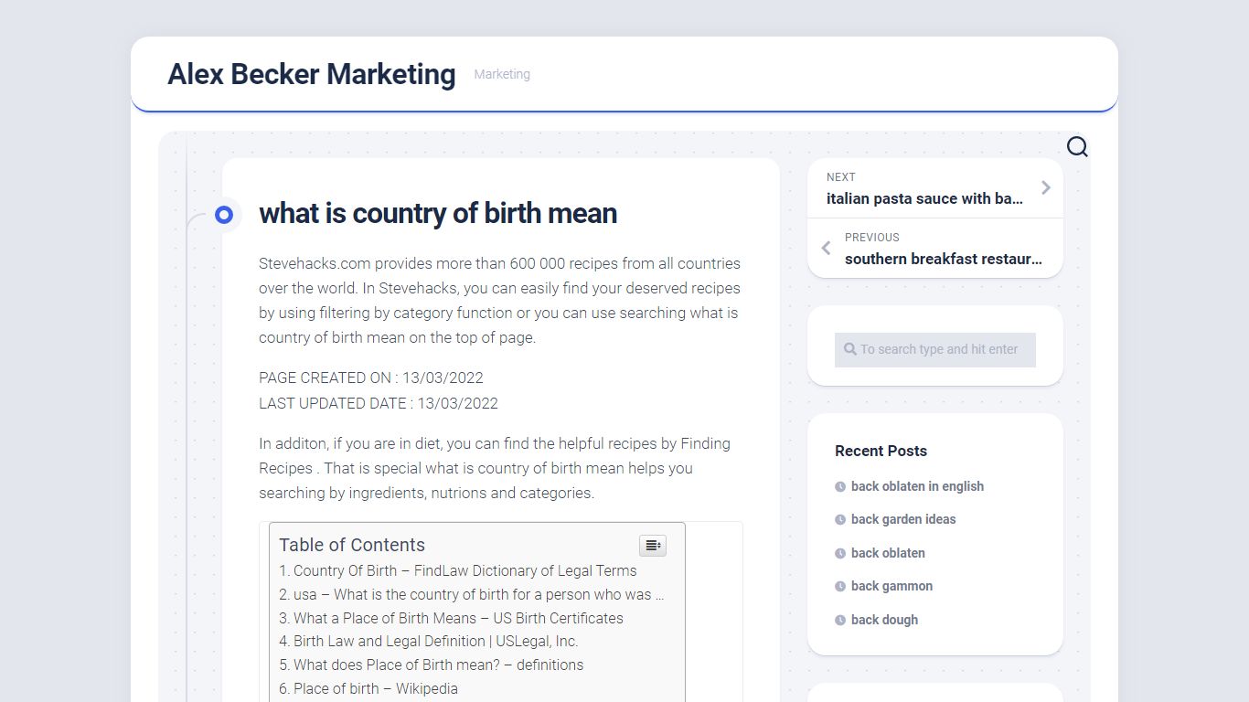 what is country of birth mean - Alex Becker Marketing